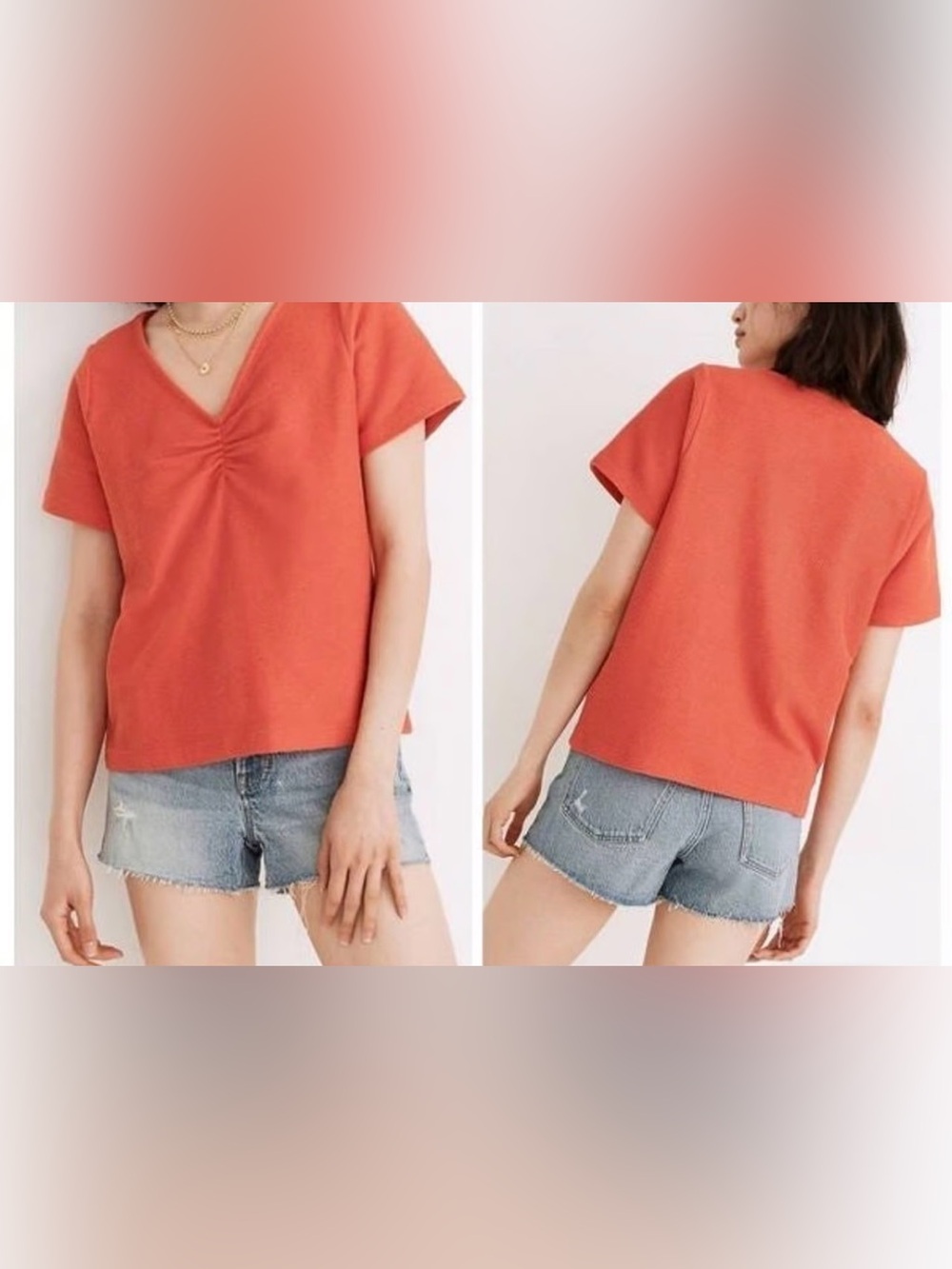 NWT Madewell Ottoman Jacquard Ruched-Front Top